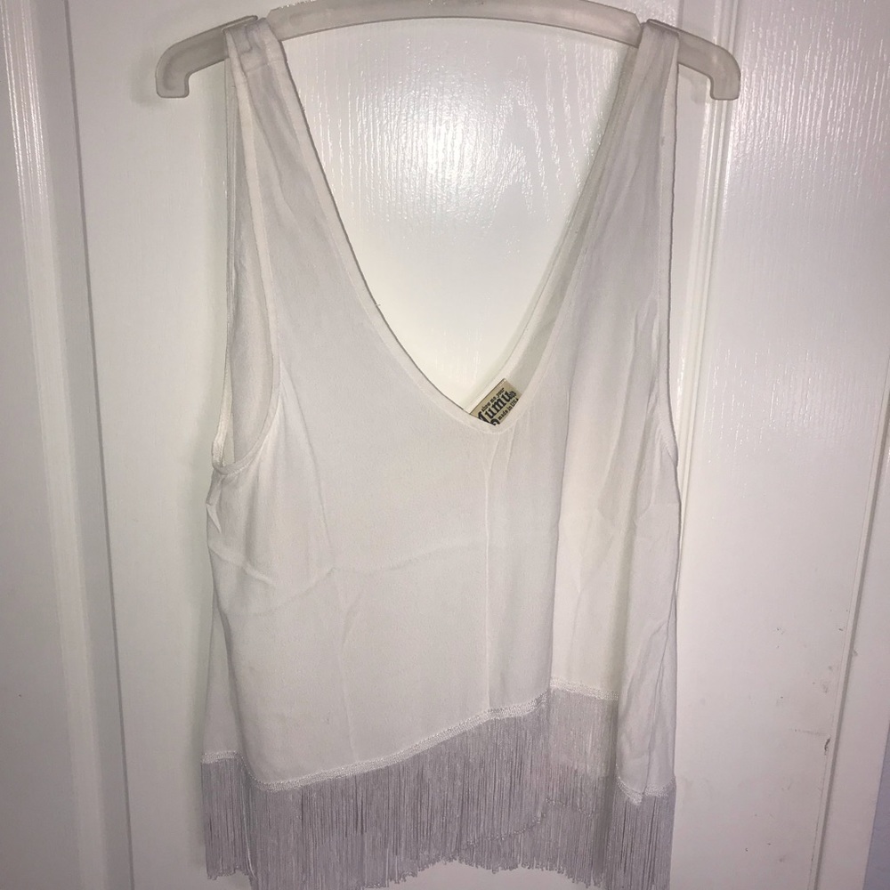 Show me your mumu white fringe tank top
